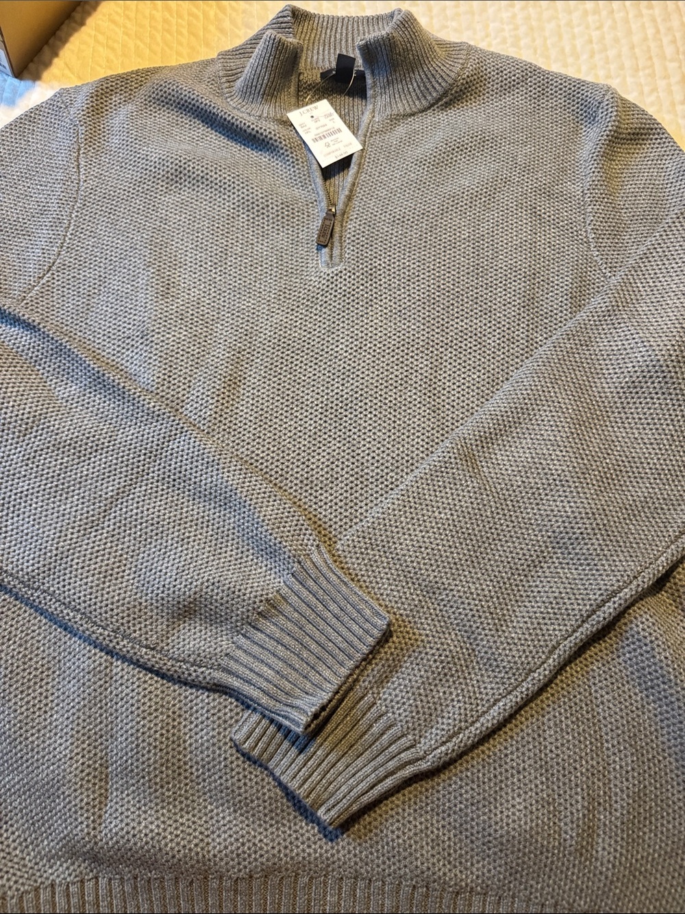 J. Crew Men's Light Gray Half-Zip Sweater